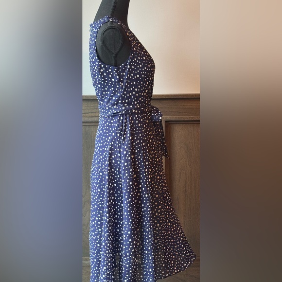 NY collection navy polkadot belted dress size small petite. NWT. - Picture 7 of 8